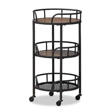 Baxton Studio Bristol Rustic Industrial Style Metal and Wood Mobile Serving Cart 137-7508
